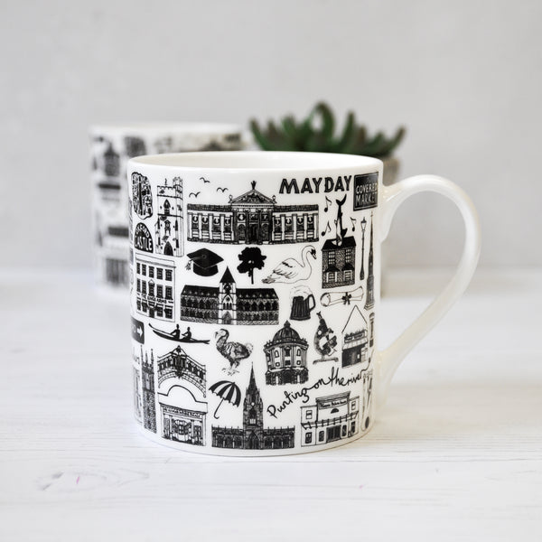 Oxford illustrated black and white mug