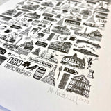Lewes illustrated black and white print