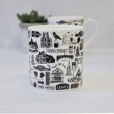 Lewes illustrated black and white mug