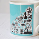 British blue illustrated mug