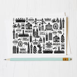 London illustrated black and white blank greeting blank card