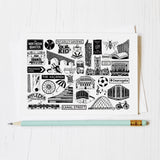 Manchester illustrated black and white blank greeting blank card