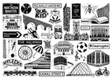 Manchester illustrated black and white blank greeting blank card