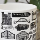 Newcastle illustrated black and white mug