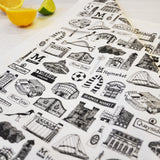 Newcastle Illustrated Black And White Tea Towel