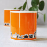 British orange illustrated mug
