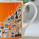 British orange illustrated mug