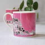 British pink illustrated mug