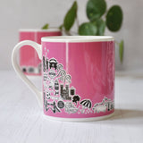 British pink illustrated mug