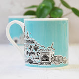 Brighton blue illustrated mug