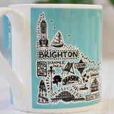 Brighton blue illustrated mug