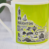 Brighton green illustrated mug