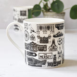 Liverpool illustrated black and white mug