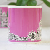 Brighton pink illustrated mug