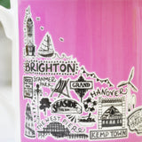 Brighton pink illustrated mug
