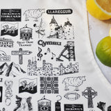 Wales Illustrated Black And White Cotton Apron